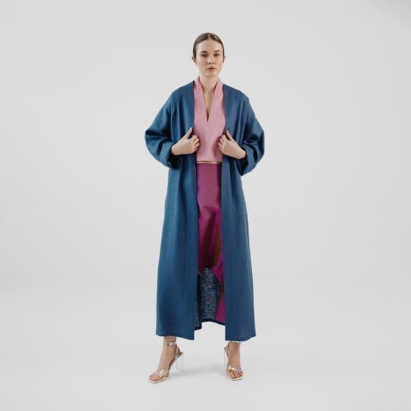 Leinen Mantel Blau scaled